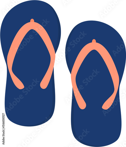 Flat Illustration Isolated Blue Flip-Flops or Sandal Summer Item