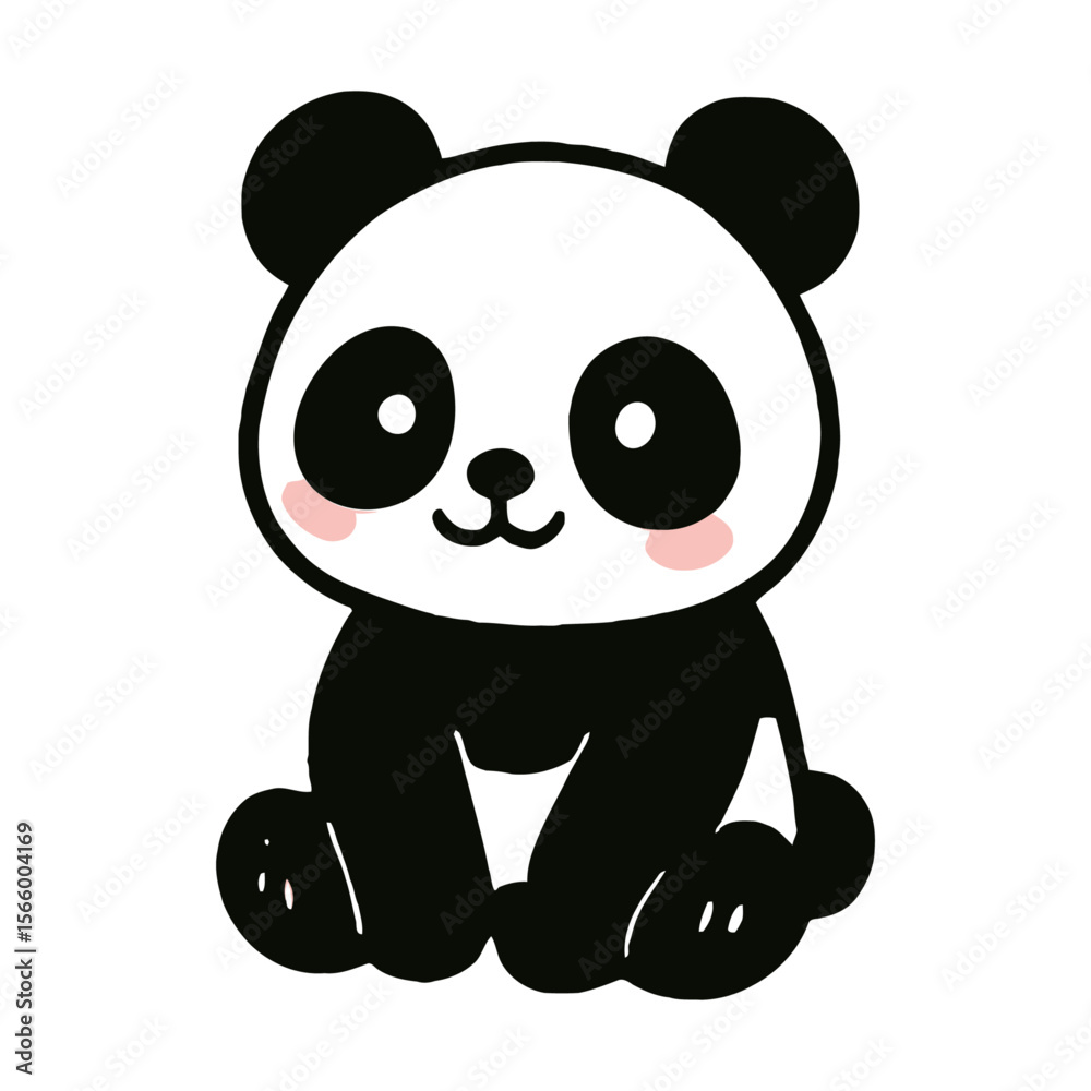 Naklejka premium Sweet Sitting Panda Cartoon Vector