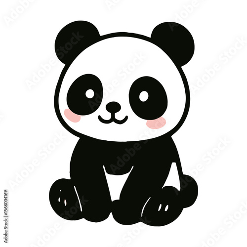 Sweet Sitting Panda Cartoon Vector