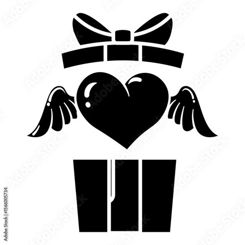 Winged Heart Gift: A Symbol of Love and Affection Icon vector solid style