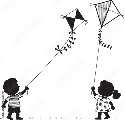 Colorful Kite Flying in the Sky Silhouette

Child Flying Kite Vector Design

Kite with Tail Fluttering Silhouette Art

Kite Festival Scene Vector Illustration

Simple Kite Outline with Clouds Silhouet