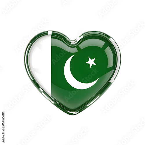 Free Download Pakistan Flag in 3D Glass Heart Symbol	 - GFXLoad