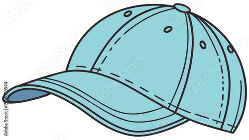 Stylish Light Blue Baseball Cap with Curved Brim and Stitched Details for Casual Wear