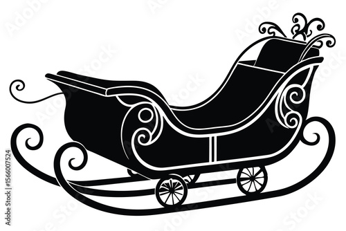 Elegant Christmas Sleigh Festive Holiday Silhouette Illustration
