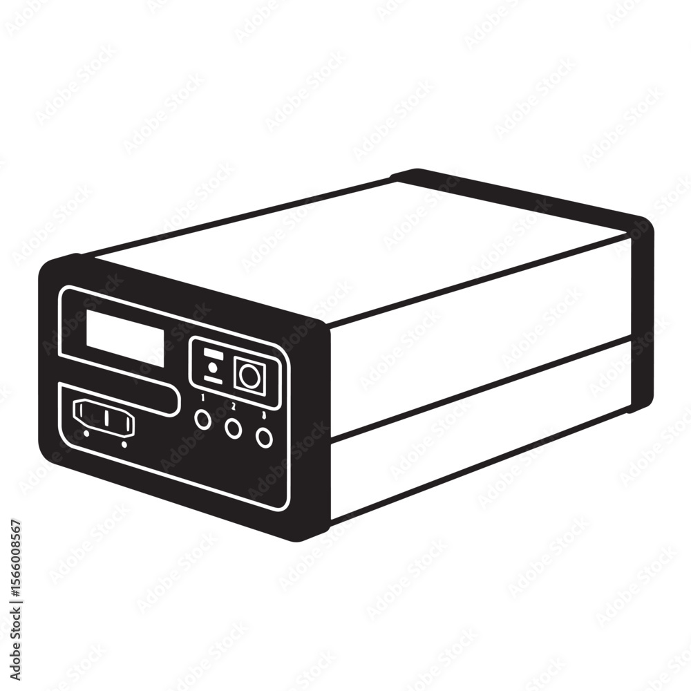 Obraz premium Black and white power station icon illustrating charging battery and technology