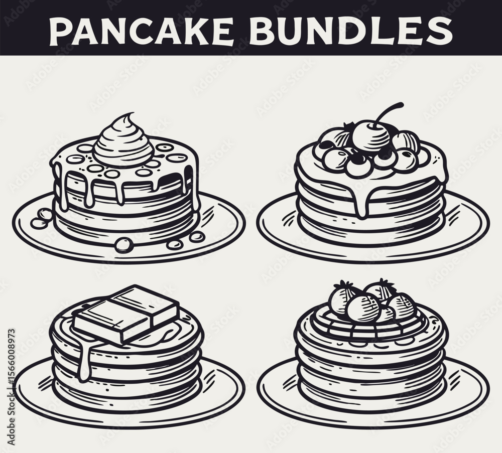 Seamless Pancake Stack Pattern with Butter and Syrup Breakfast Food Illustration Vector File Seamless Pancake Stack Pattern with Butter and Syrup Breakfast Food Illustration Vector File
