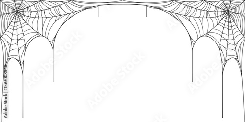 Halloween Cobweb frame border, spider web Vector Isolated on Transparent Background. Vector eps