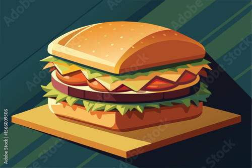 Delicious Veggie Burger A Colorful Illustration of Fresh Ingredients