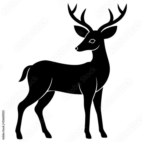 A black deer is isolated on white background
