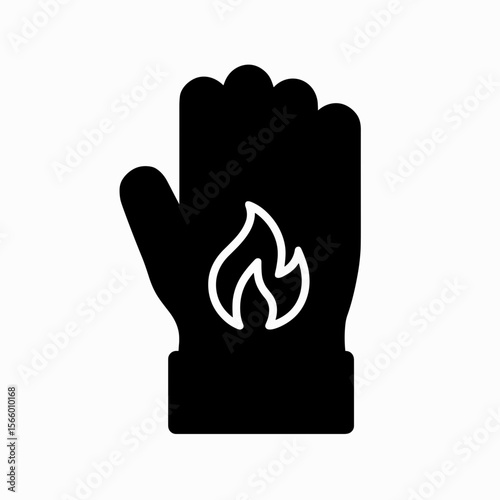 Fireproof glove icon for heat protection — solid version