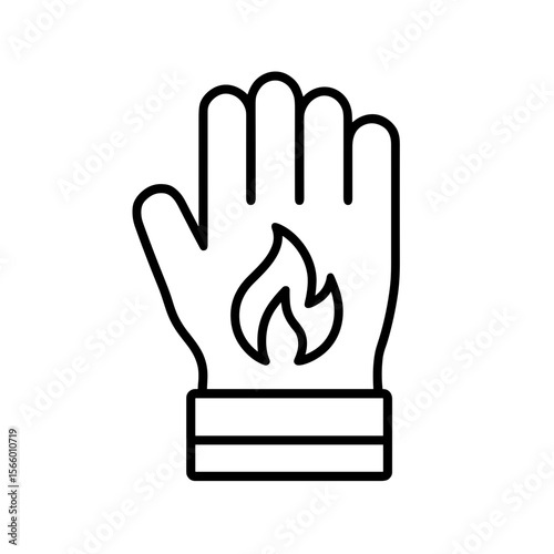 Fireproof glove icon for heat protection — outline version