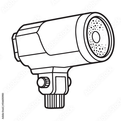Line art illustration of a spotlight fixture featuring a bulb and mounting bracket
