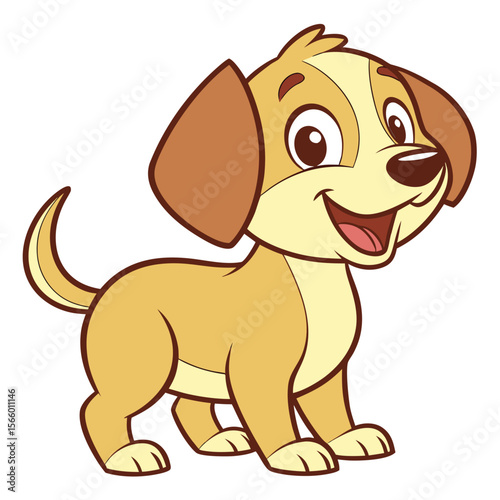 Cute cartoon puppy with brown ears and playful expression