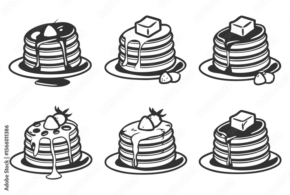 Seamless Pancake Stack Pattern with Butter and Syrup Breakfast Food Illustration Vector File Seamless Pancake Stack Pattern with Butter and Syrup Breakfast Food Illustration Vector File