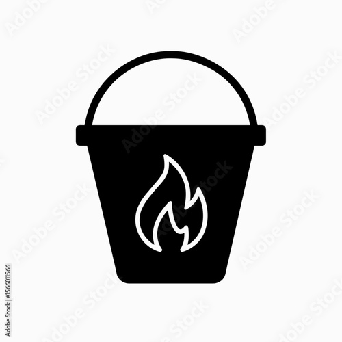 Fire bucket icon for basic fire safety response — solid version