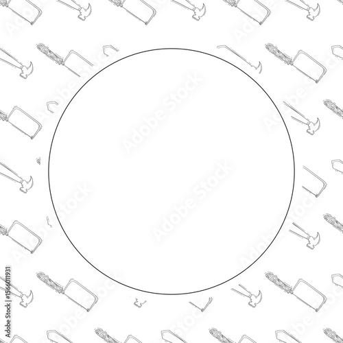 construction frame. doodle construction tool circle frame. hand drawn construction frame background. construction tool background