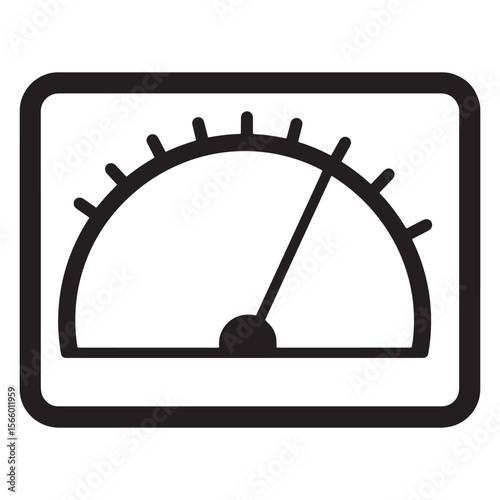 Simple graphic representation of a gauge meter showing measurement level indicator in black and white