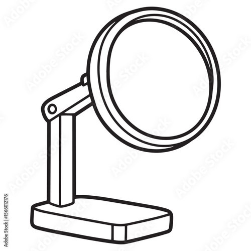 Simple vector illustration of a circular magnifying mirror for beauty and personal grooming