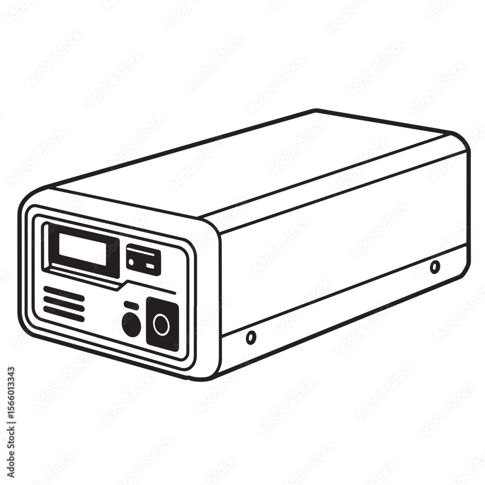 Obraz premium Vector illustration of a portable power station or battery generator device