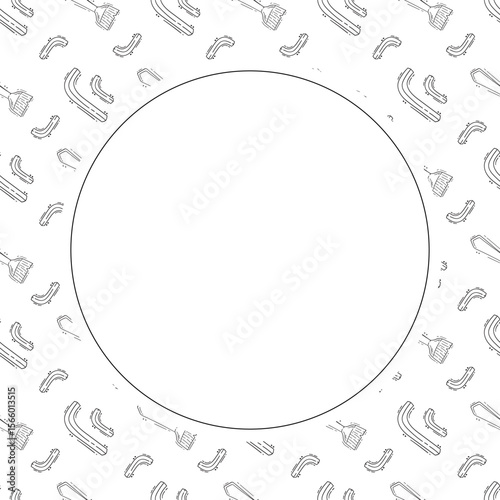 construction frame. doodle construction tool circle frame. hand drawn construction frame background. construction tool background