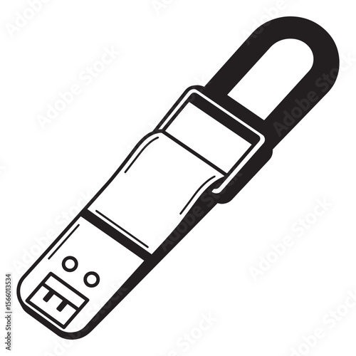 Vector illustration of a simplified usb flash drive featuring a sleek black and white design