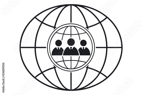 Globe with Three Silhouetted Figures Inside world earth