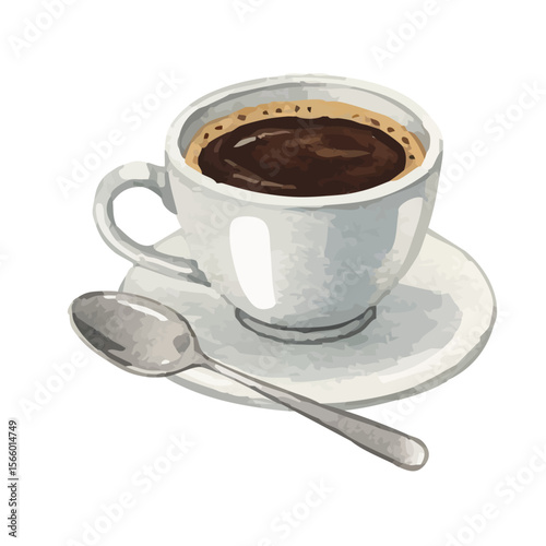 Vector watercolor illustration / 水彩テイストのコーヒー