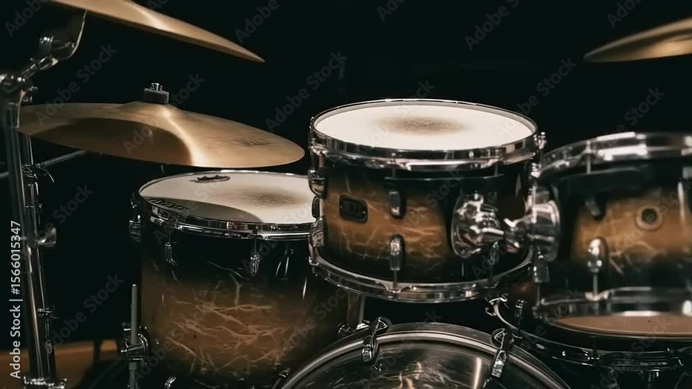 Drum set in a dark room Drum set in a dark room