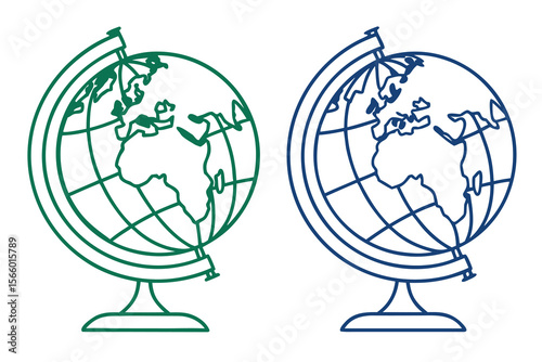 Green and Blue Globe Icons on White Background world