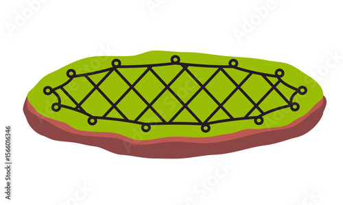 animal snare trap laid flat on a patch of green grass primitive or traditional method of trapping animals in the wild