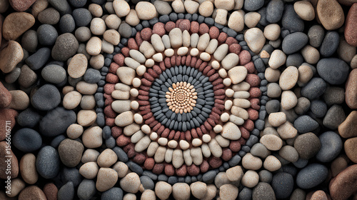 Circular stone mosaic background.