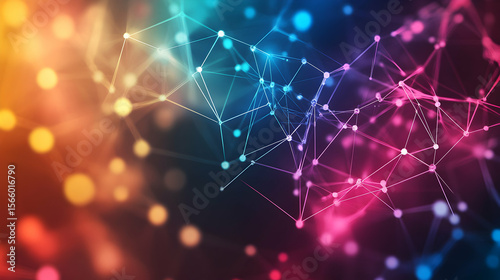 Abstract Network Glowing Colorful Connection Technology Background