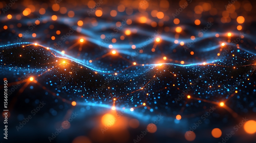 Fototapeta premium Abstract glowing particles background illustration