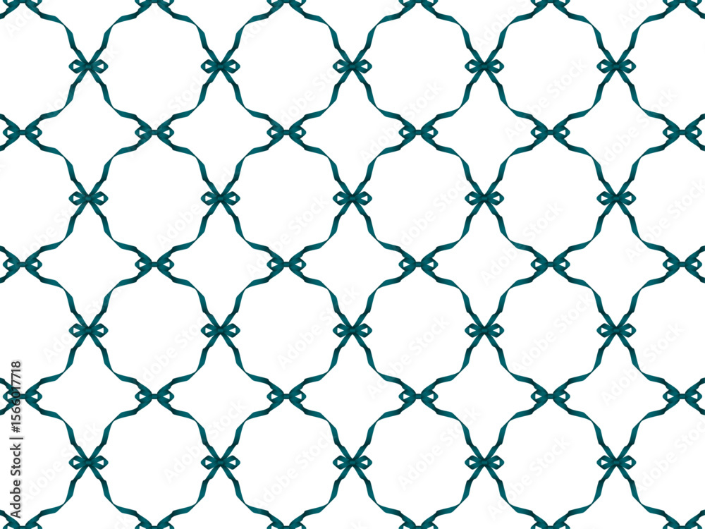 Fototapeta premium リボンネット2、柄、16青緑