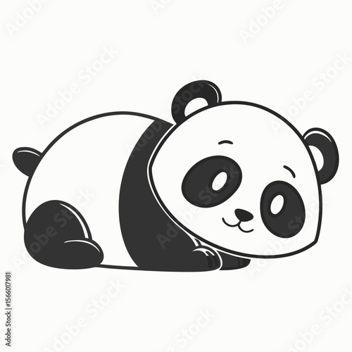 Cute Fluffy Baby Panda Lying Down Enjoying Sweet Dreams