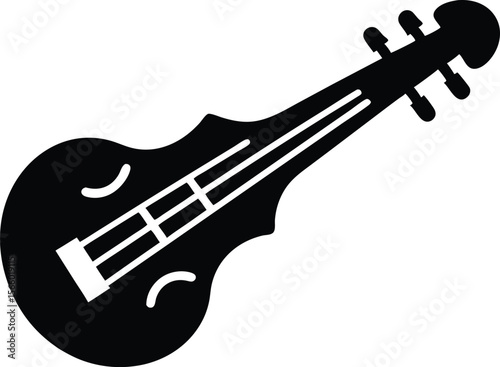 Violin silhouette, Dulcimwer silhouette, Violin icon silhouette vector illustration.
