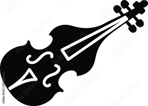 Violin silhouette, Dulcimwer silhouette, Violin icon silhouette vector illustration.