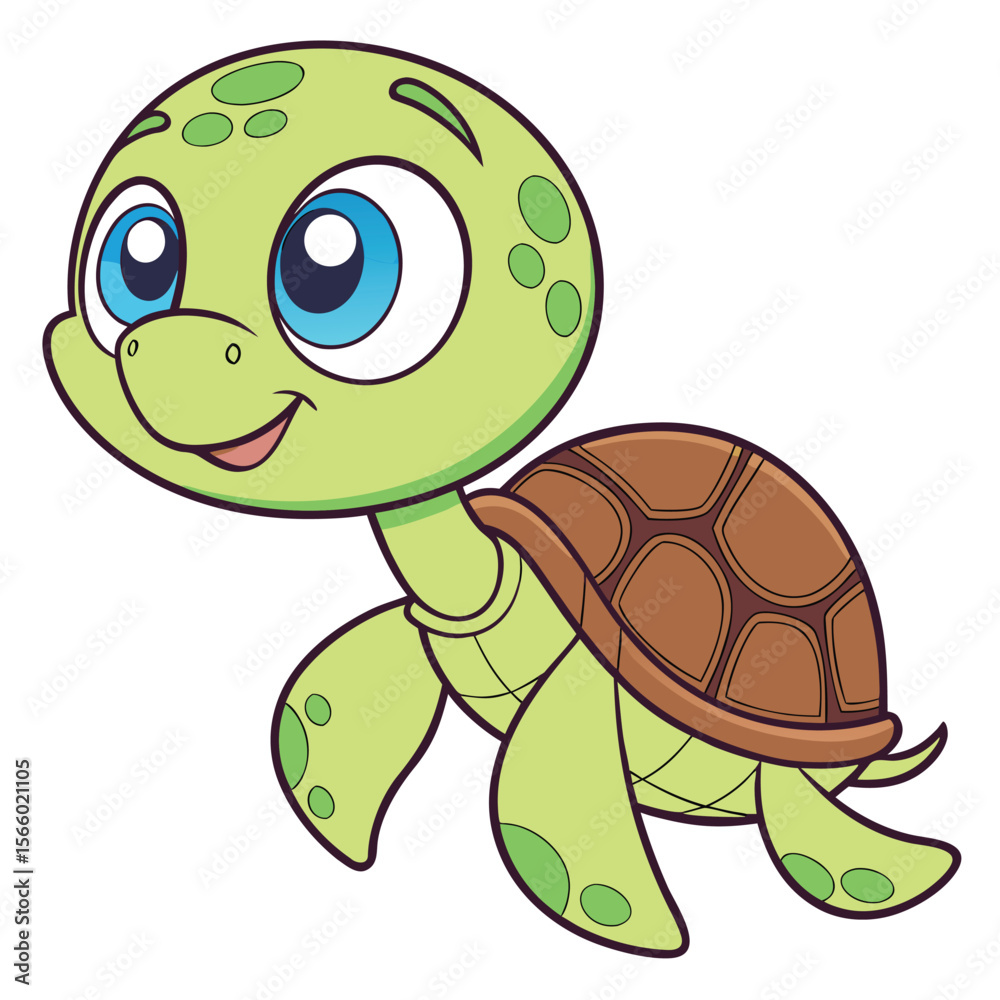 Obraz premium Adorable Cartoon Sea Turtle Illustration for Children