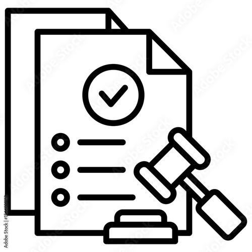 black and white legal document with gavel clip art preview