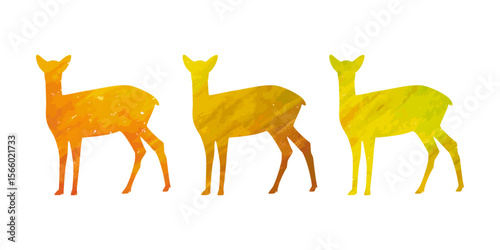 Vector illustration of deer or fawn. Hand-drawn illustrations in autumn watercolor.