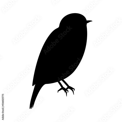 Vector illustration of a perched bird silhouette isolated on white background.