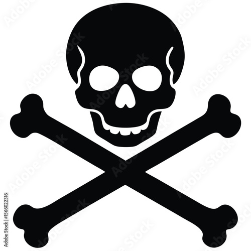 Classic black skull and crossbones symbol on a white background