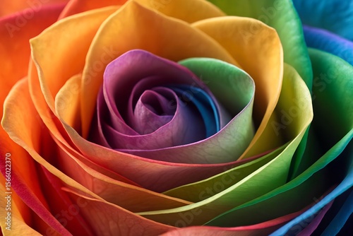 Rainbow Rose Close-Up – Botanical Editorial Image for Pride Campaigns, Artistic Floral Branding, and Color Harmony Design Kits