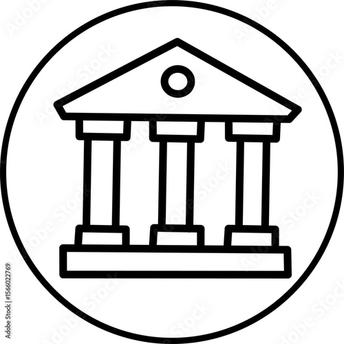 bank line icon in circle. Economy and business icon theme in circle