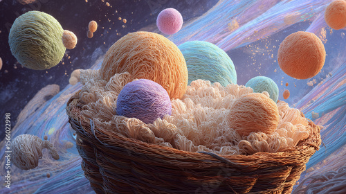 Surreal Yarn Planets in a Cosmic Nest