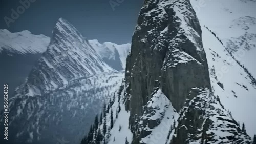 Mountain goat on snowy mountain peak