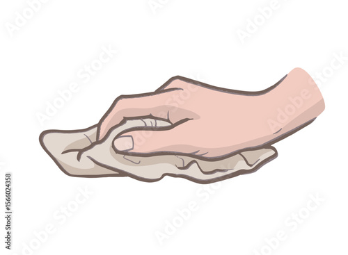 wiping with dishcloth (dishrag, dishtowel)