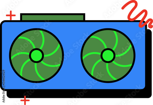 Dual Fan Graphics Card Illustration Vector Design