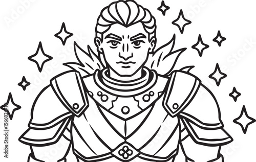 Cartoon vector illustration of a warrior character with a sword