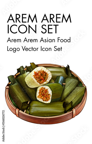 Arem arem asian Food logo vector Icon set